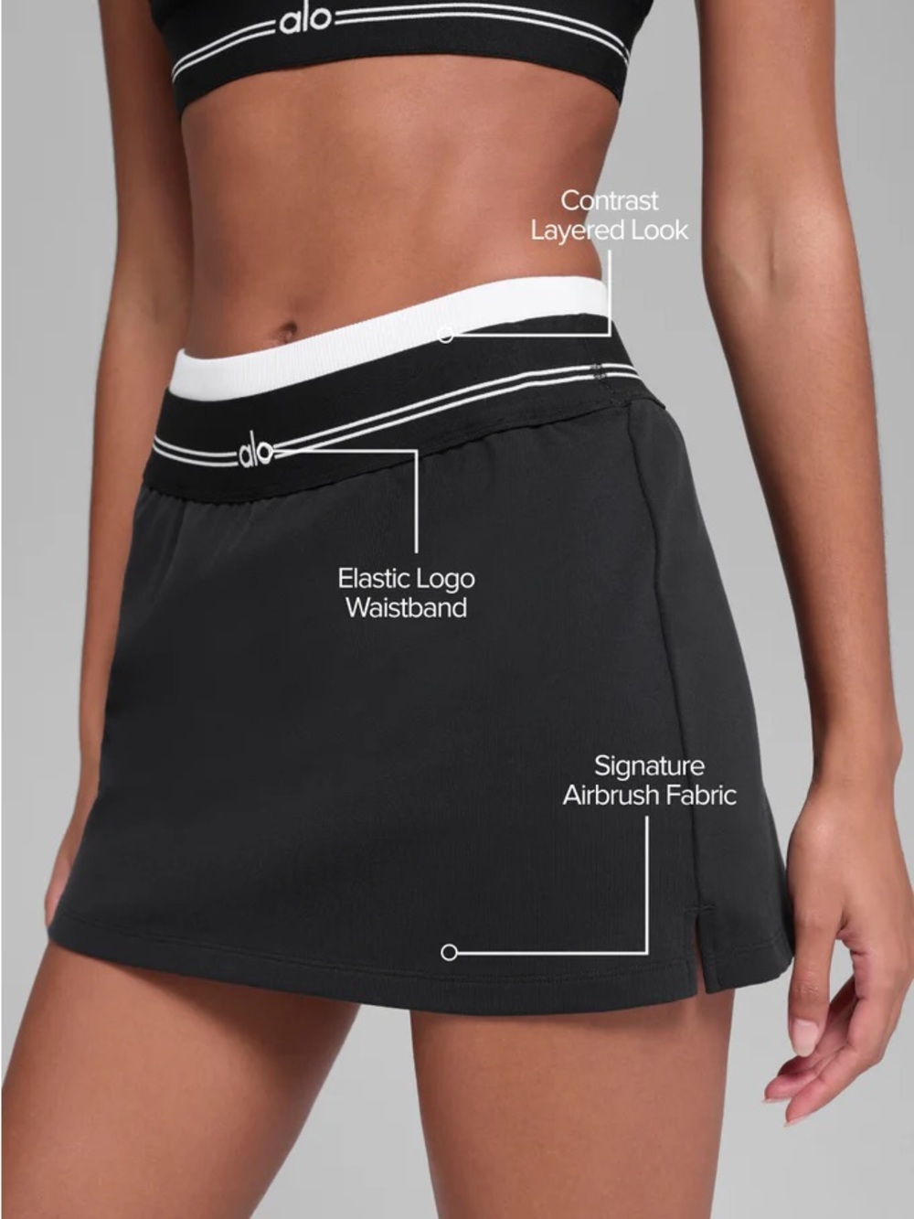 Alo Airbrush Better Together Skirt - Black (NWT)